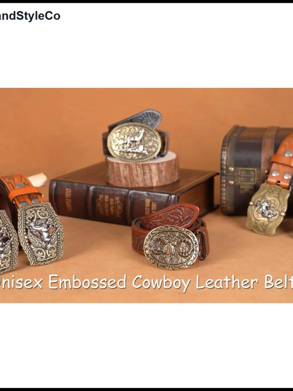 Leather Western Cowboy Belt with Buckle for Rodeo Outfit
